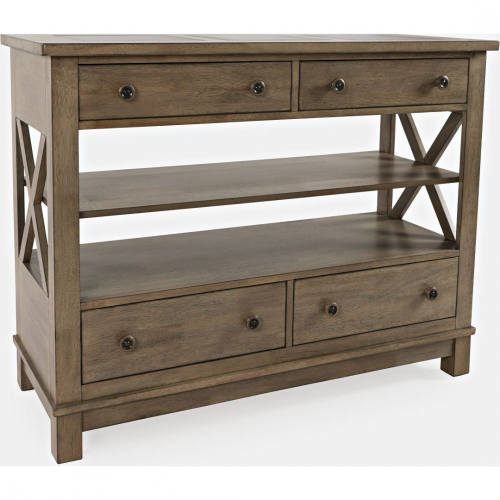 Prescott Park 4 Drawer Server in Weathered Oak Finish & Tile